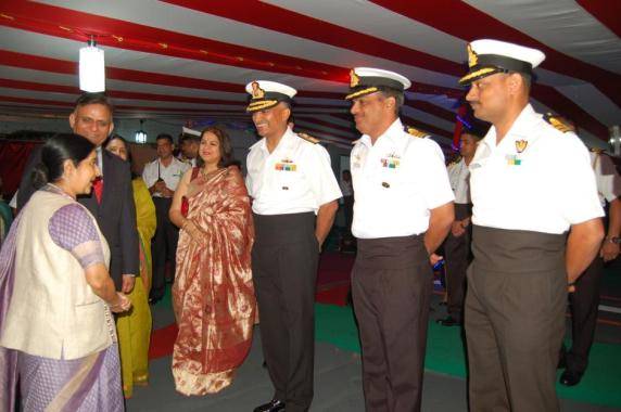 Smt Sushma Swaraj, Hon’ble Minister External Affairs Onboard Mumbai