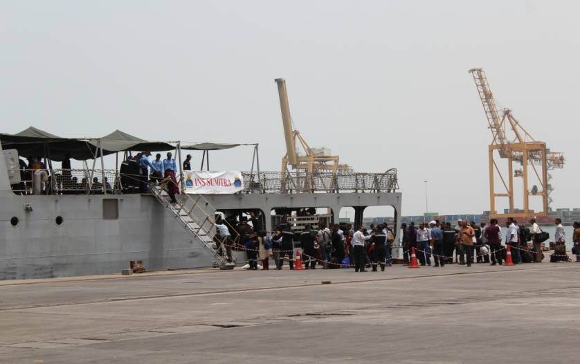 Embarkation of evacuates onboard INS Sumitra