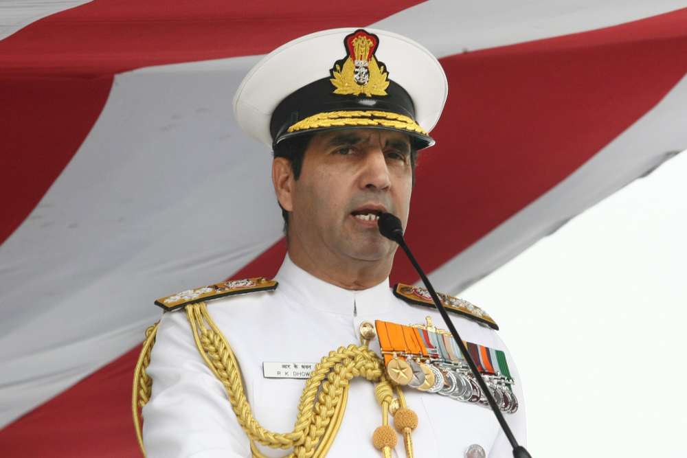 Admiral RK Dhowan, Chief of the Naval Staff addressing the gathering