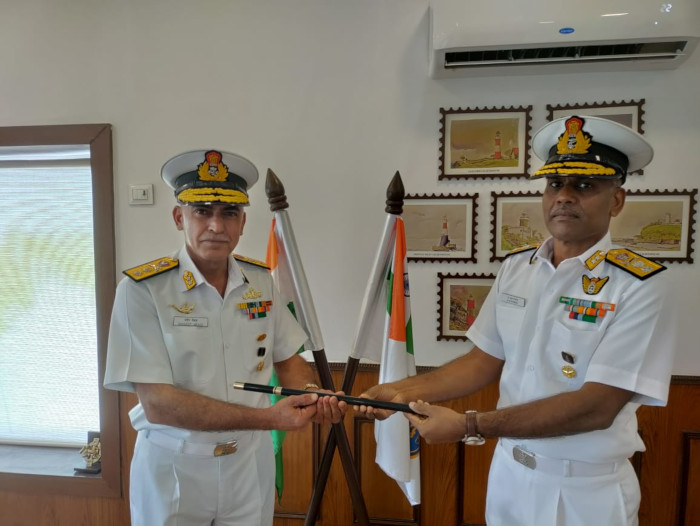 Rear Admiral AN Pramod assumes charge as Flag Officer Commanding Maharastra Naval Area (FOMA)