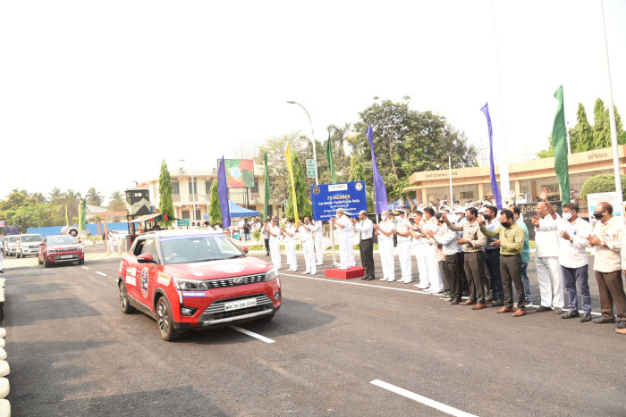 Car, Bike and Cycle Rallies Flagged-off to Mark 'Azadi Ka Amrut Mahotsav' and Golden Jubilee of Naval Dockyard Visakhapatnam