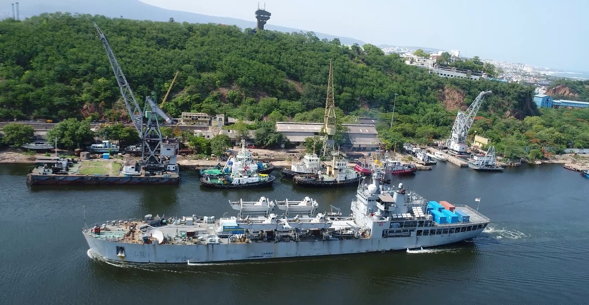 INS Airavat  Arrives at Visakhapatnam with COVID Relief Material from Vietnam and Singapore  