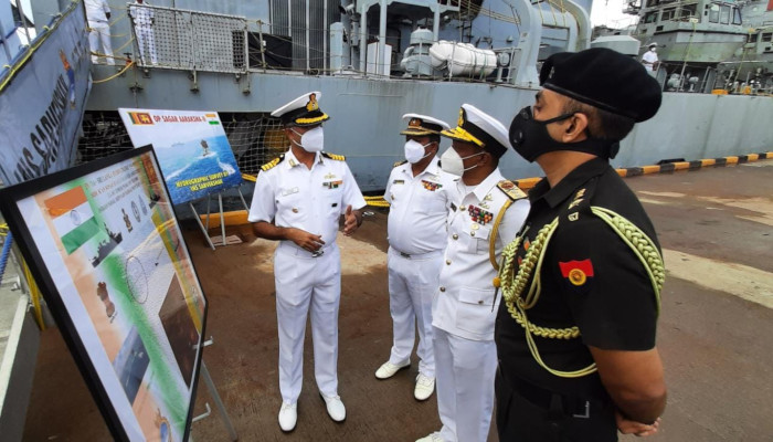 भारतीय नौसेना पोत सर्वेक्षक सर्वेक्षण सहायता के पूरा होने पर कोलंबो से रवाना हुआ