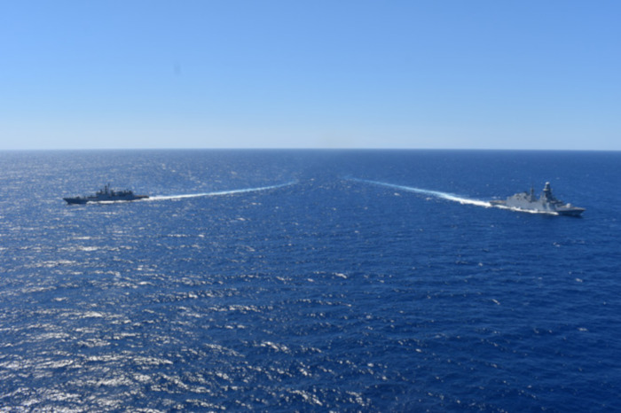 INS Tabar Exercises with Italian Navy Off Naples, Italy