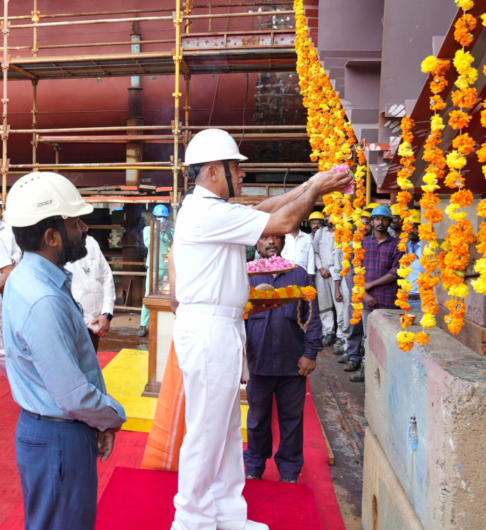 Keel Laying of Second Ship (By 524, Malwan) and Third Ship  (By 525, Mangrol), at M/S CSL, Kochi, on 21 February 2023