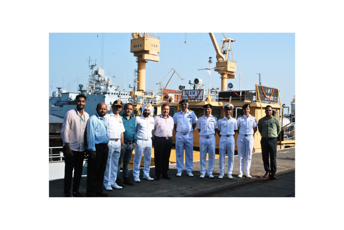 Delivery of Ammunition Cum Torpedo Cum Missile (ACTCM) barge, LSAM 17 (Yard 127) third barge of 11 x ACTCM barge project on  30 Nov 23 at Naval Dockyard, Mumbai for NAD (Karanja) 