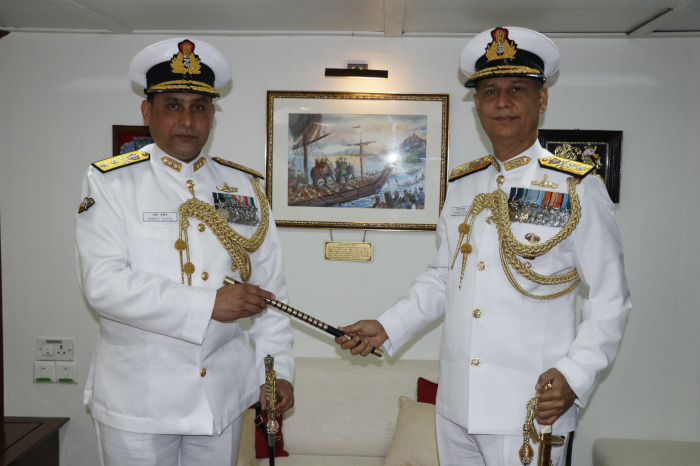 Change of Command of Western Fleet Rear Admiral Sameer Saxena, NM takes over as Fleet Commander of Sword Arm