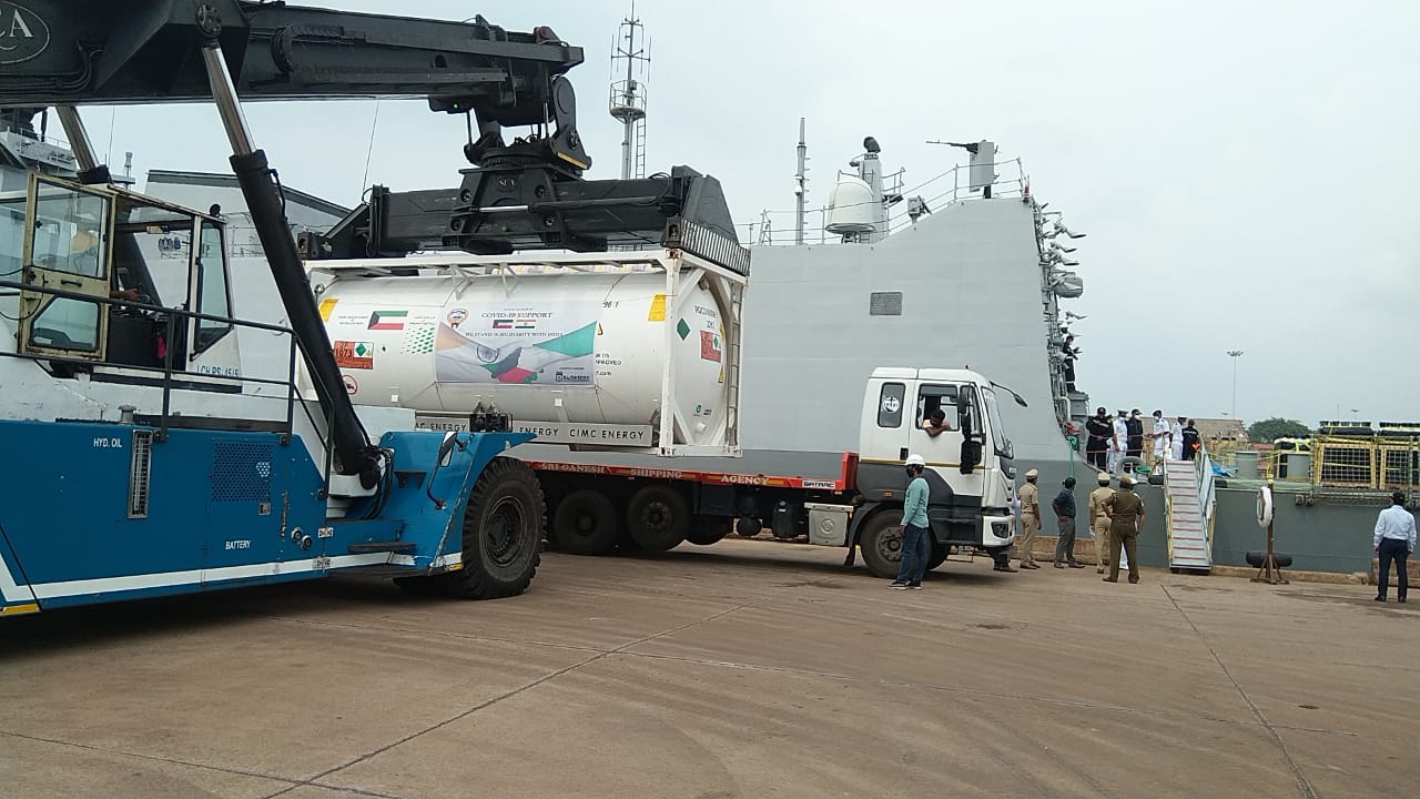 Indian Naval Ships Kochi and Tabar Arrive at New Mangalore Port Carrying Critical Medical Stores