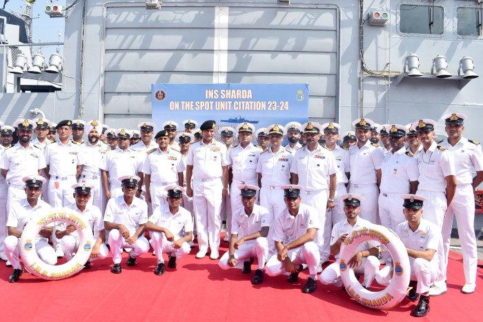 INS Sharda Awarded on The Spot Unit Citation  for Anti Piracy Operations