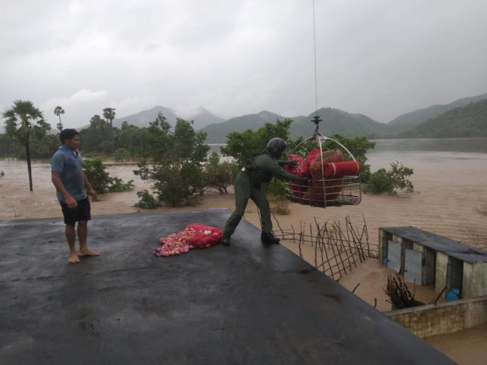 Indian Navy Helicopters Conduct Rescue and Relief Operations in Marooned Villages in Eluru