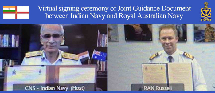 भारतीय नौसेना और ऑस्ट्रेलियाई नौसेना के बीच ‘नौसेना संबंधों के लिए ऑस्ट्रेलिया-इंडिया नौसेना के लिए संयुक्त नेतृत्व पर हस्ताक्षर’